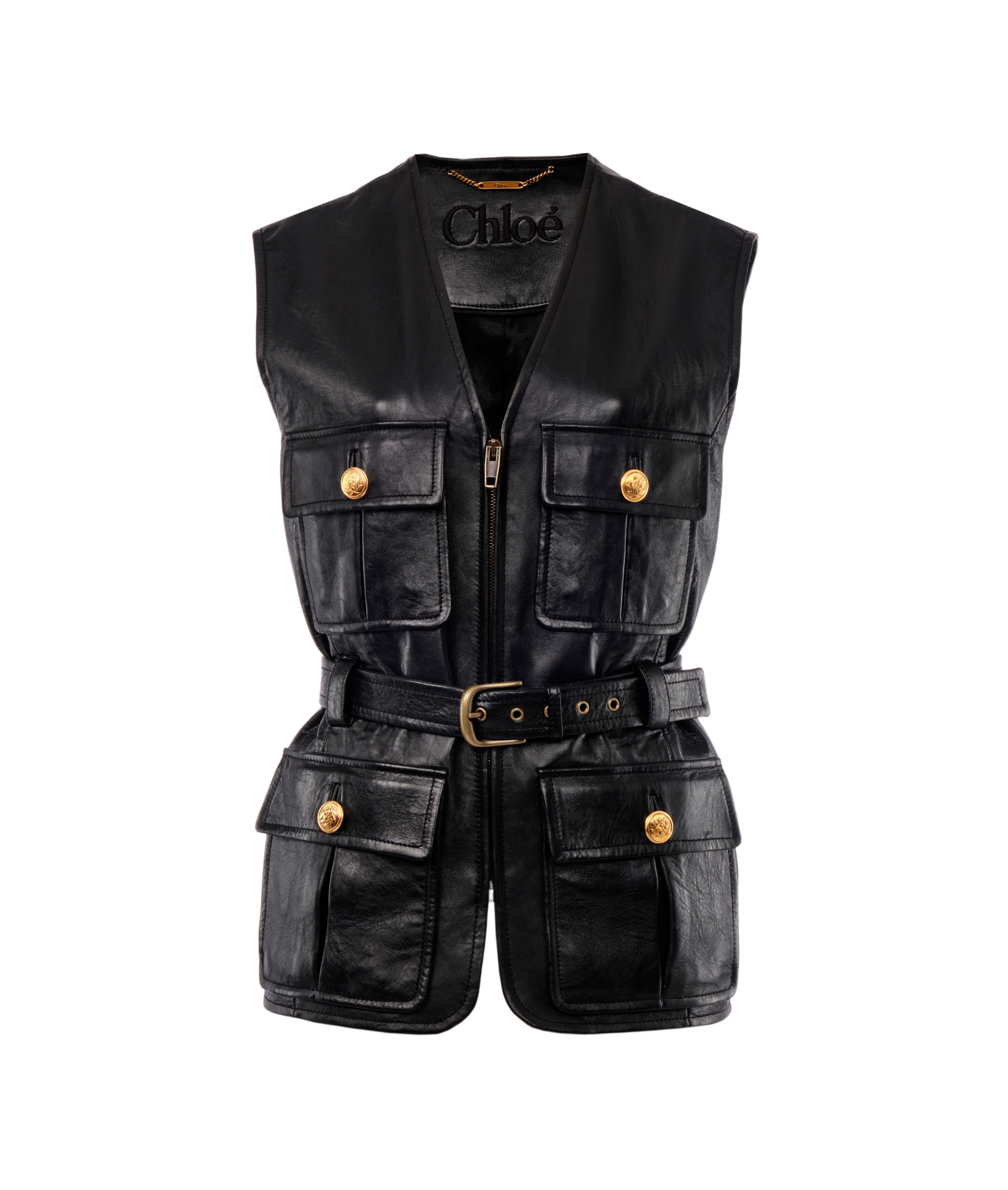 Chloé Belted Waist Vest Jacket In Black
