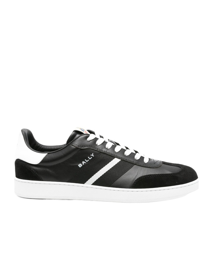 Bally Roget Leather Sneakers Contrast Sole In Black