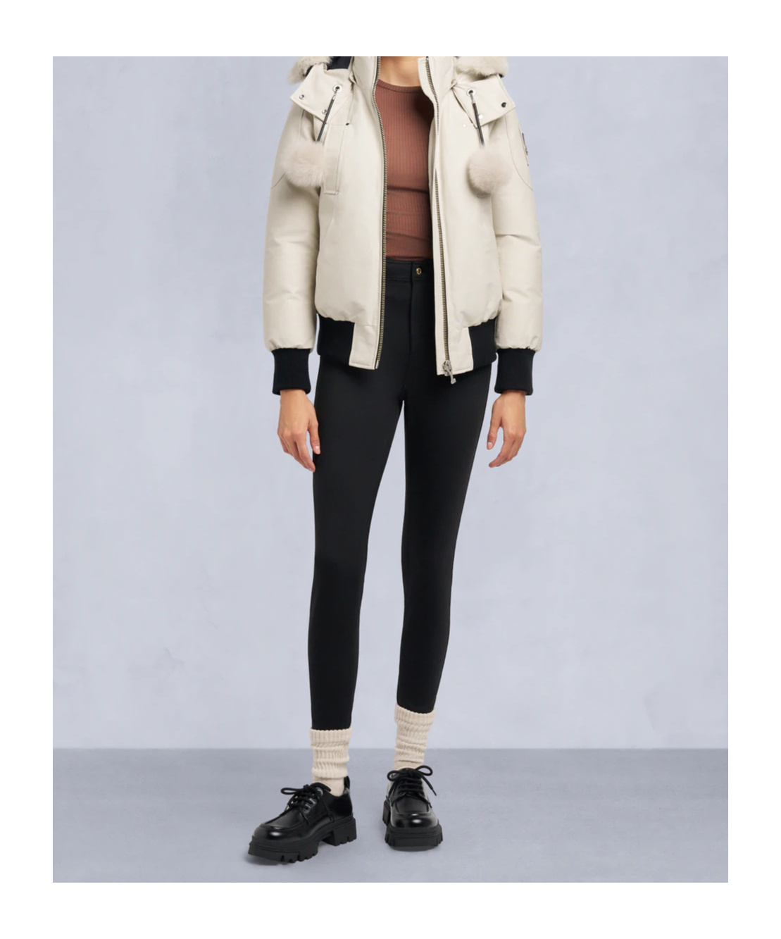 Moose Knuckles Zipper Down Jacket In White