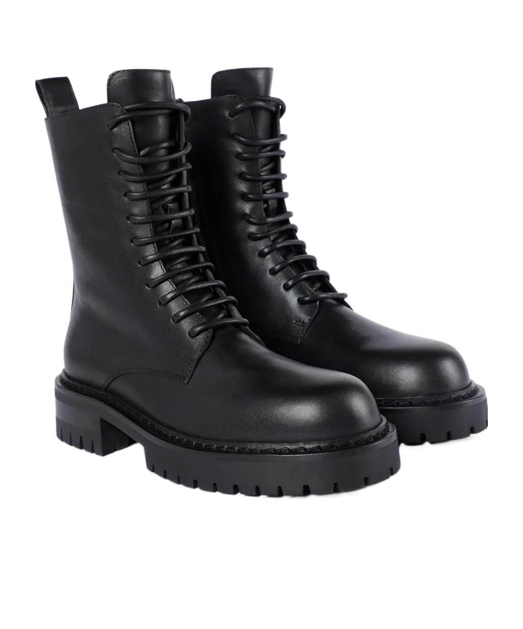 Ann Demeulemeester Skagi Ankle Boots In Grained Shiny Calfskin In Black