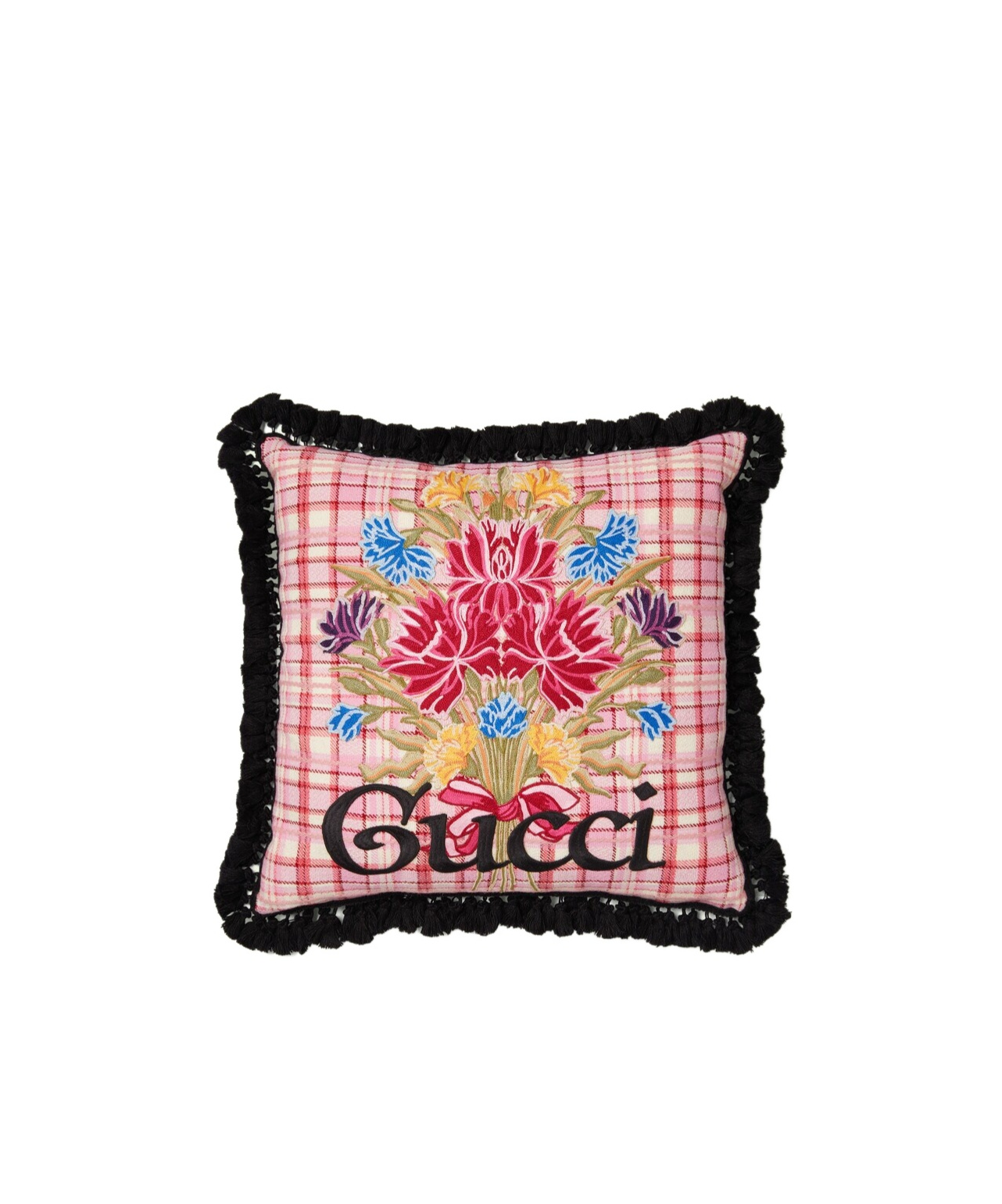Gucci Embroidery Bouquet Decoration Pillow Pad In Pink