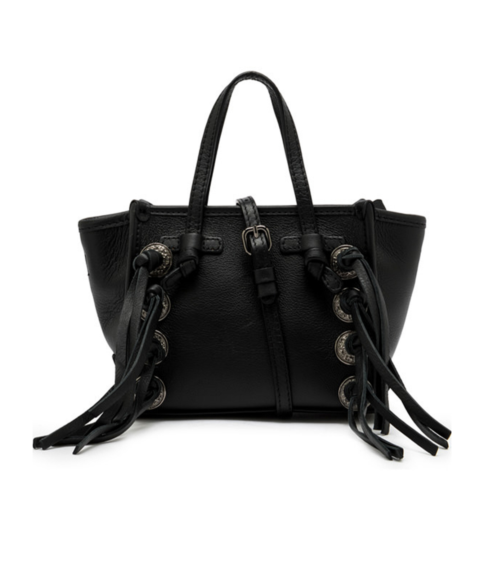 Gianni Chiarini Miss Marcella Black Leather Bag With Fringes In Black