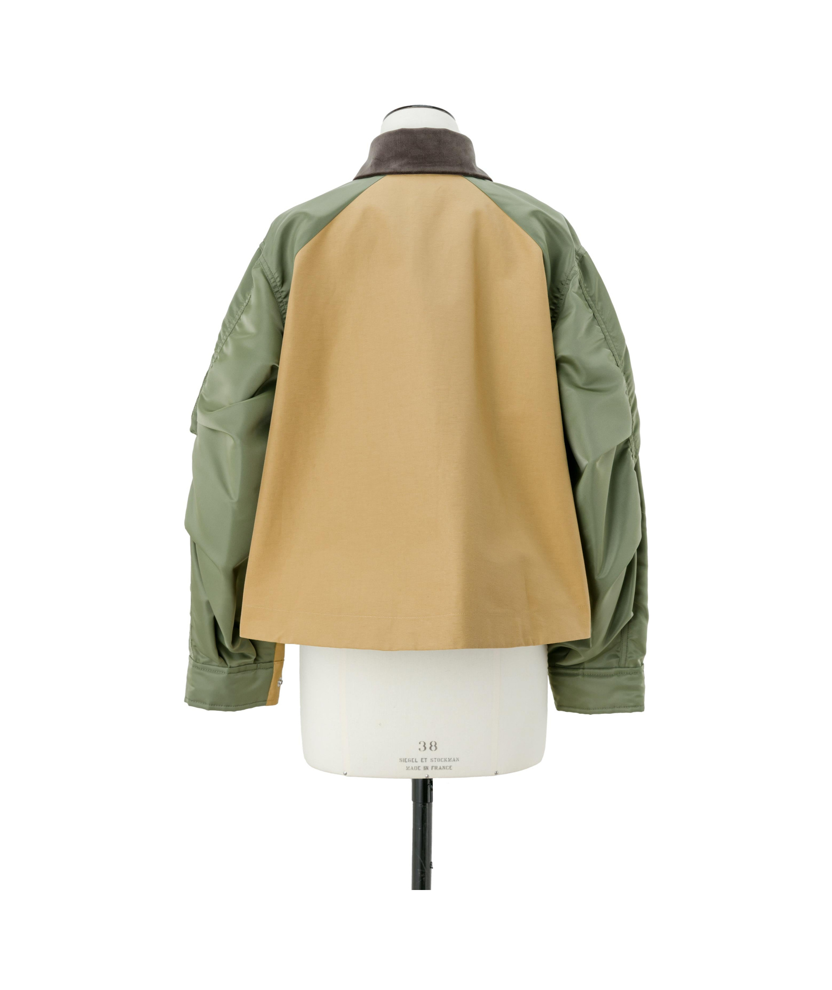 Sacai Khaki & Tan Grosgrain & Nylon Twill Jacket In Nude