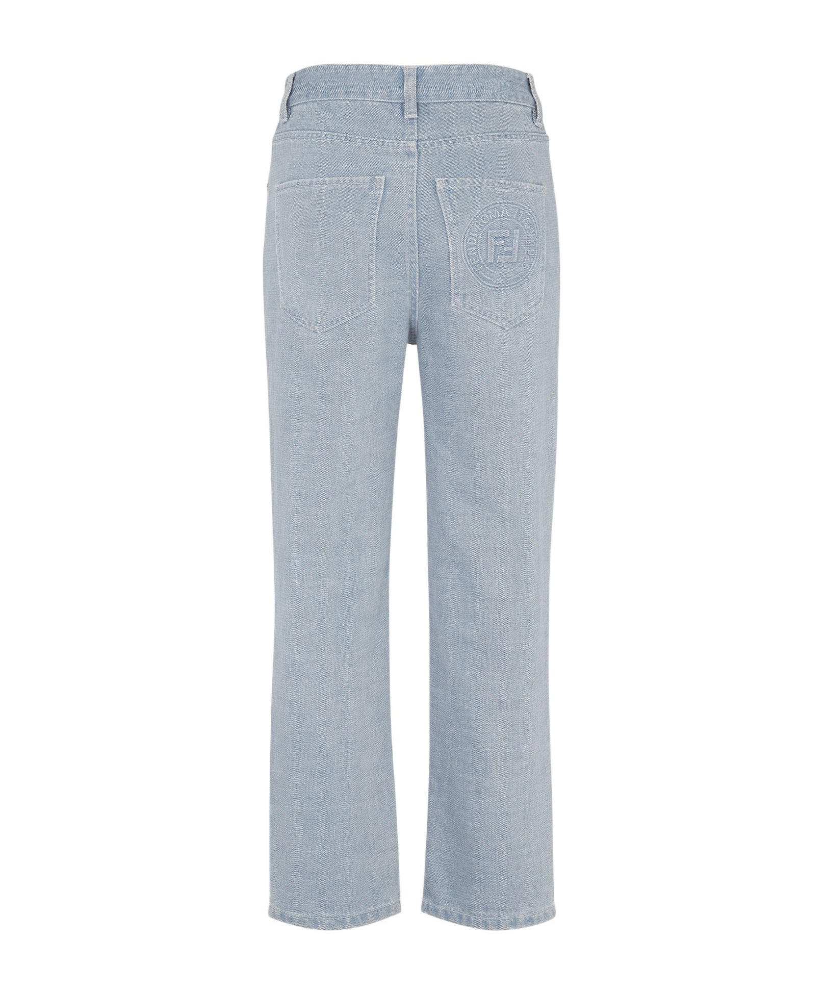 Fendi Light Denim Jeans With Embroidery In Gray