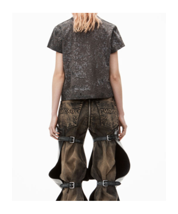 Alexander Wang Splatter-wash Cotton T-shirt In Black