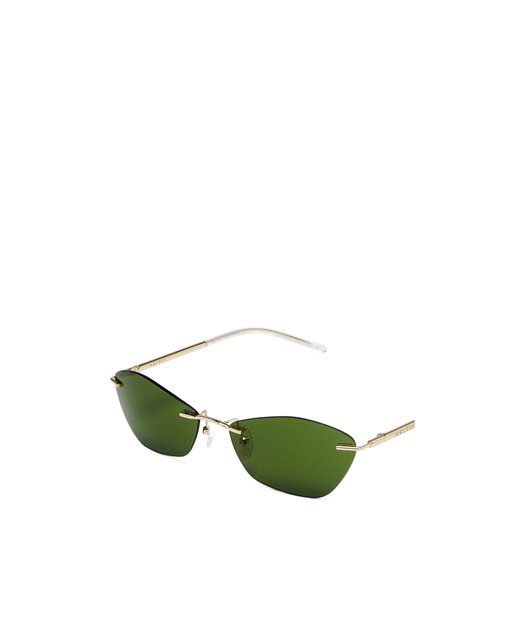 Alexander Mcqueen T-bar Slim Sunglasses In Metallic
