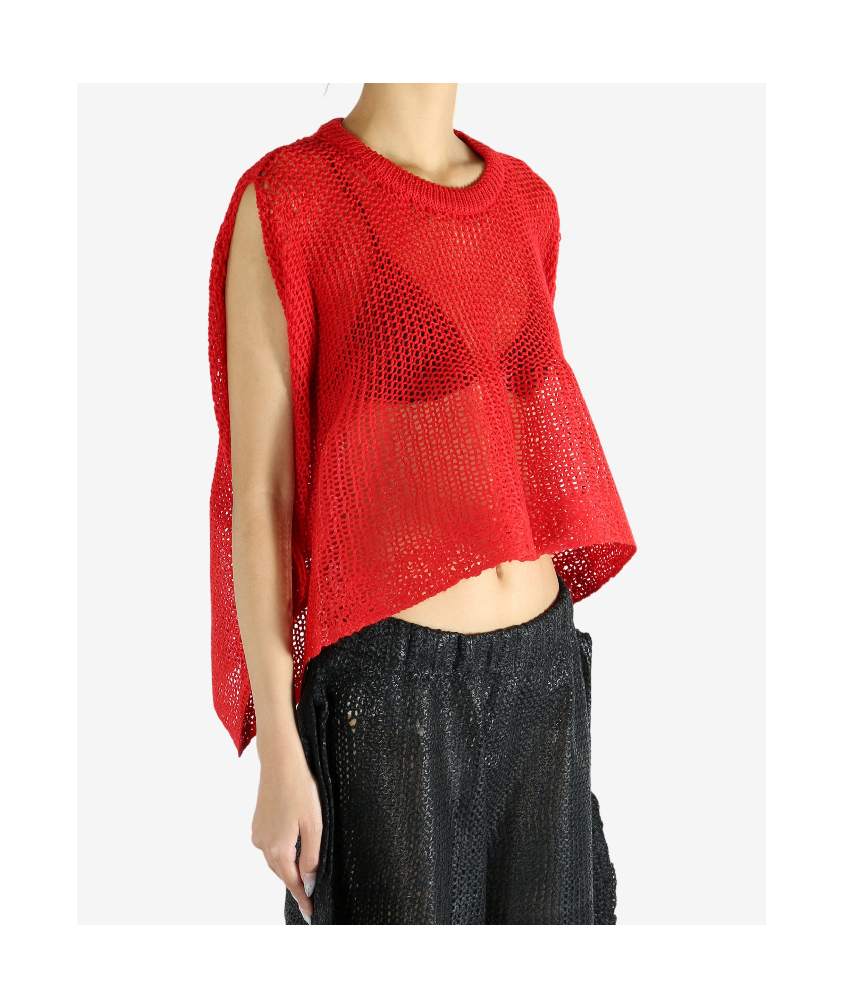 Issey Miyake Panini Knitted Sleeveless Top In Red