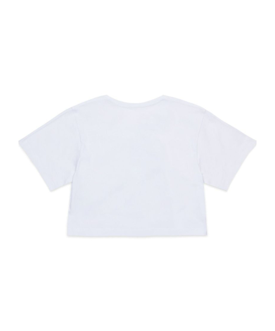 Mm6 Maison Margiela Cropped T-shirt With Institutional Logo In White