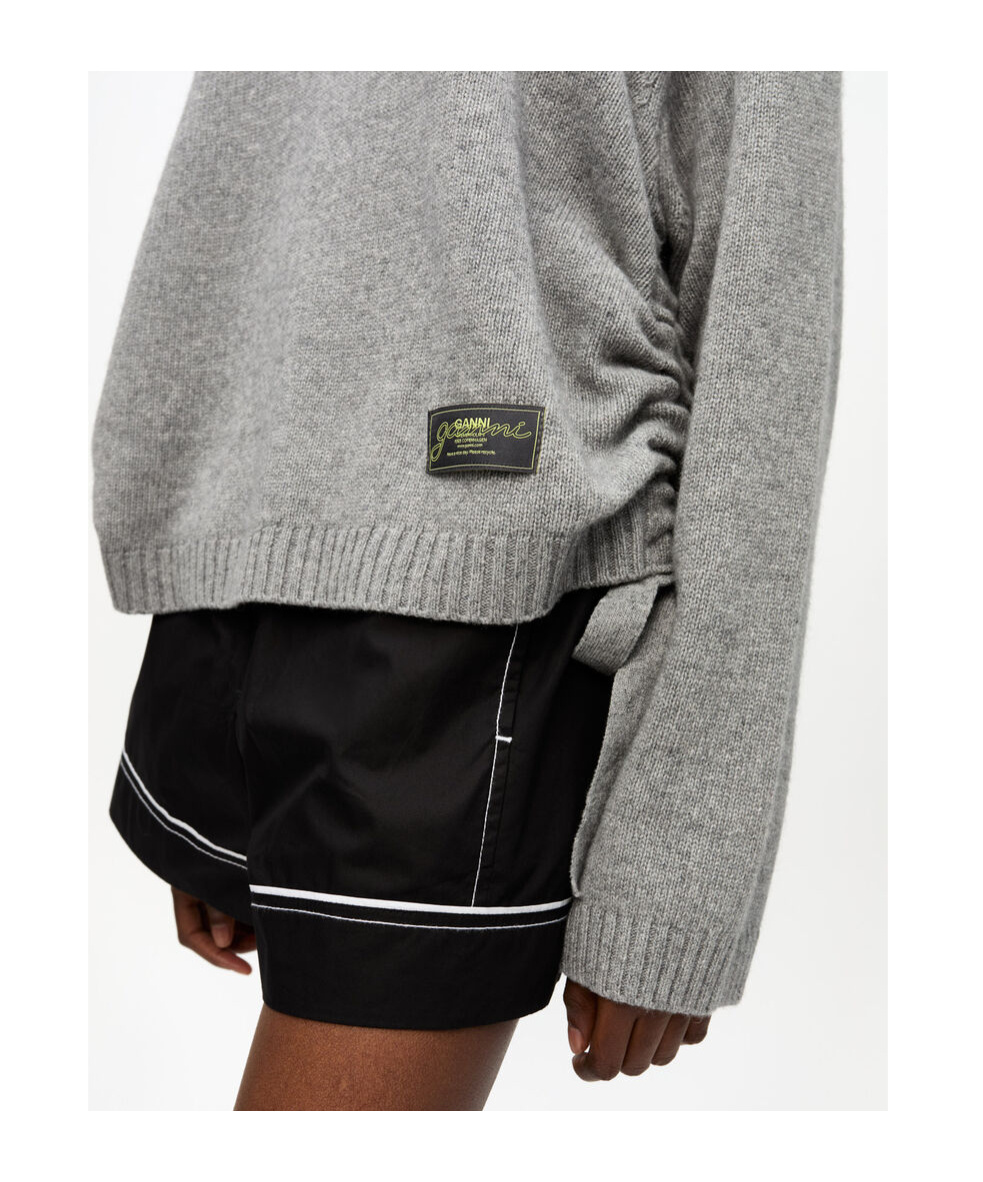 Ganni Gray Future Mixed Wool Oversized Sweater In Gray