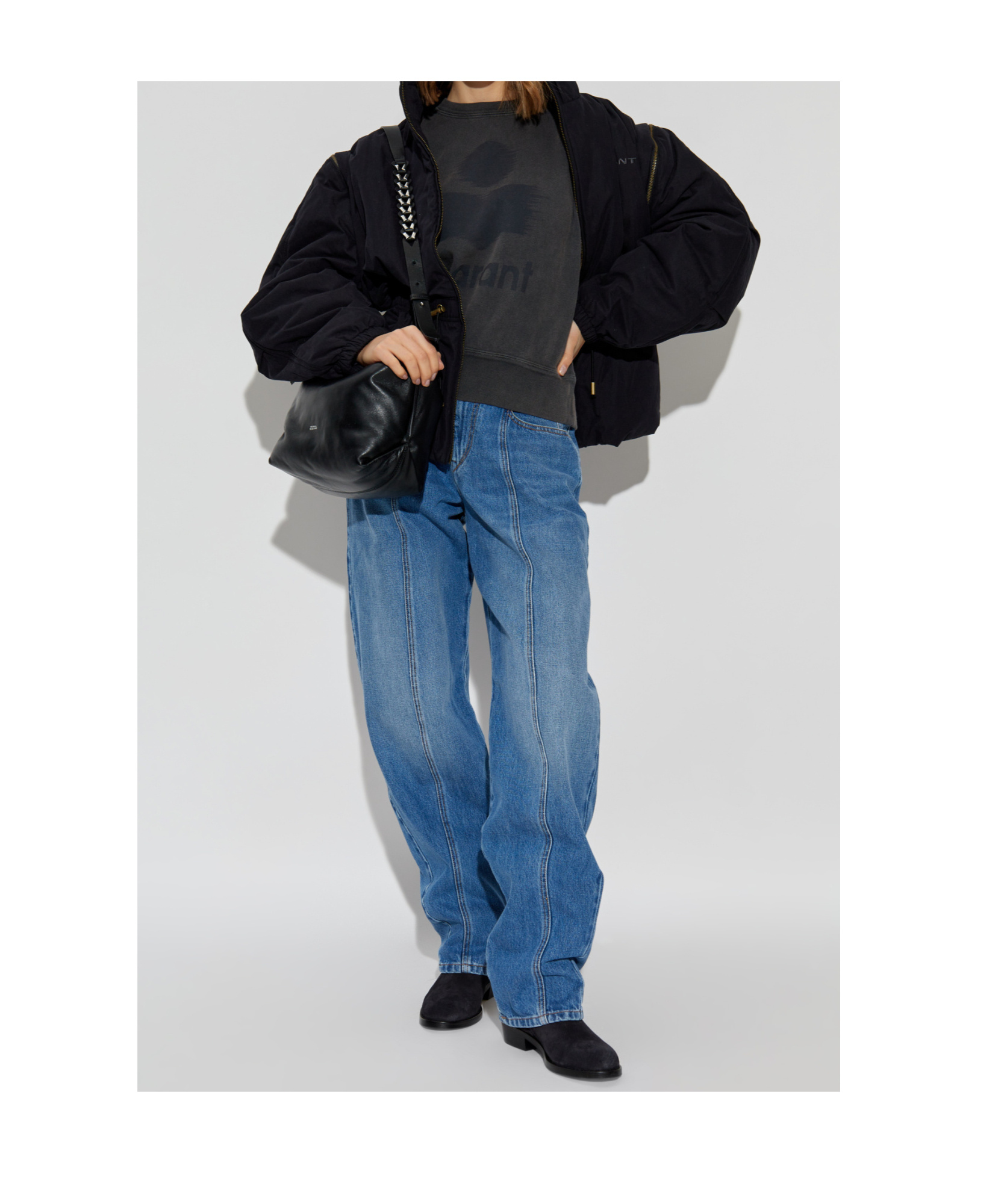 Isabel Marant Étoile Round-collar Long-sleeve Hoodie In Black