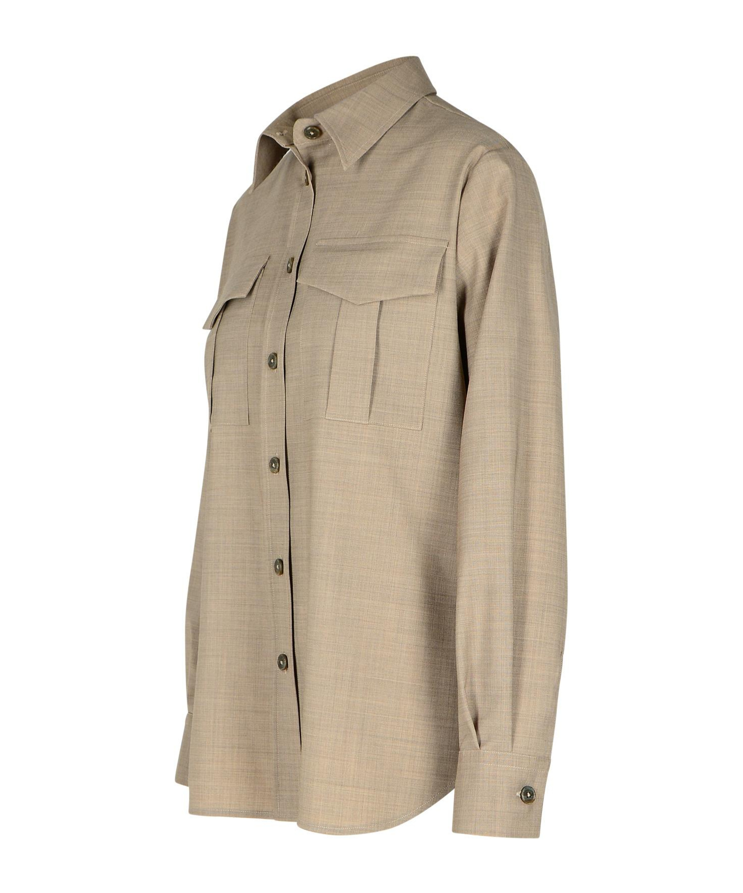 P.a.r.o.s.h 'lille' Grey Virgin Wool Blend Shirt In Nude