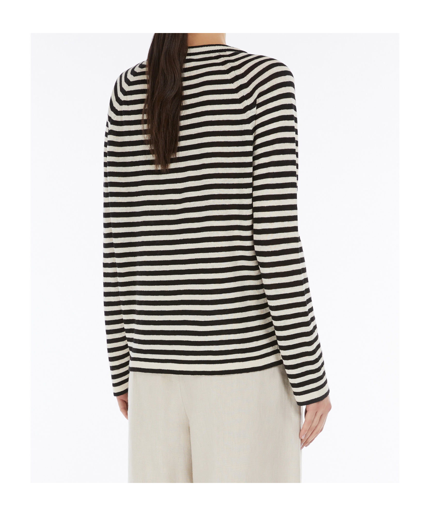 Shop Max Mara Striped Linen Yarn Sweater