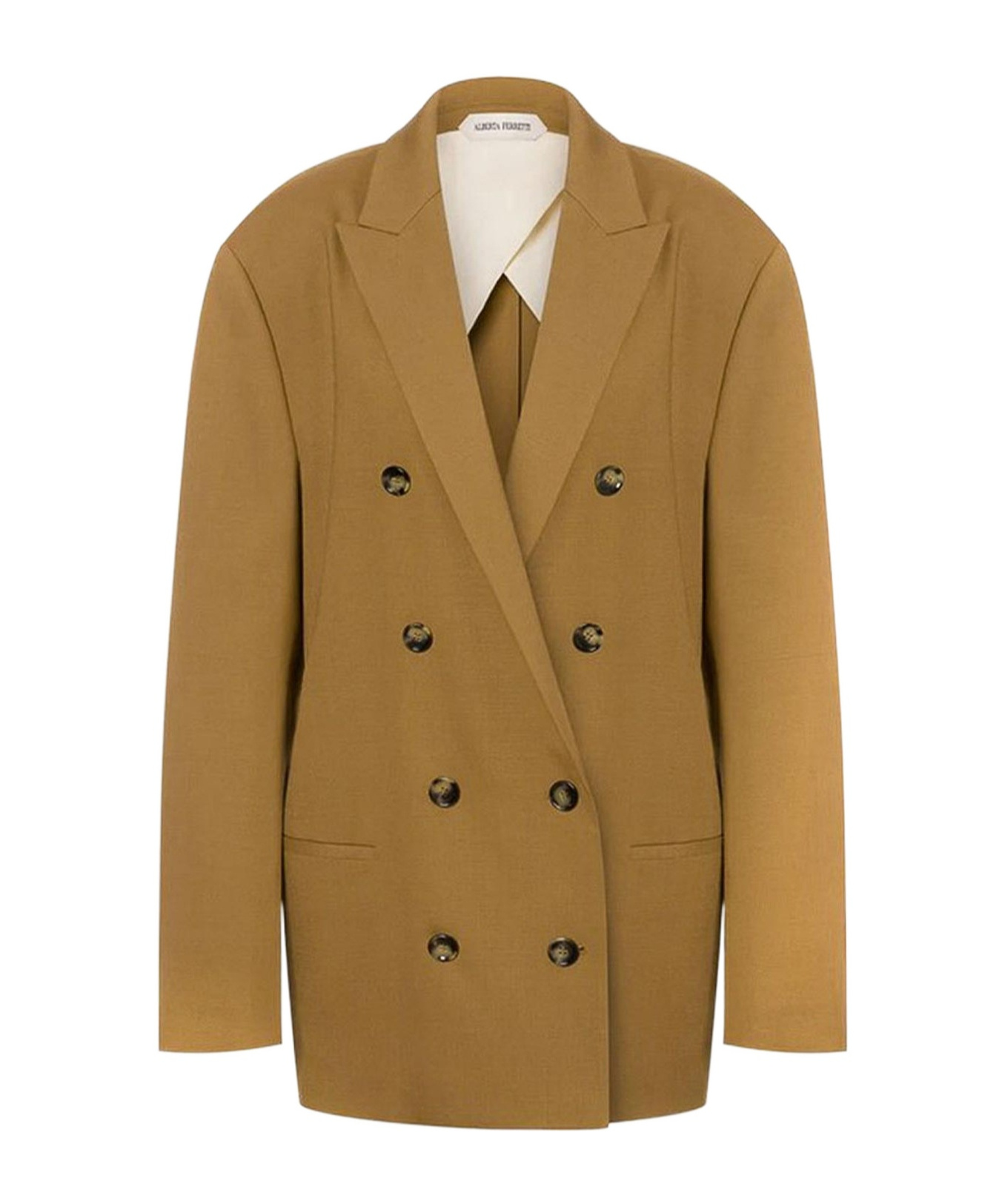 Alberta Ferretti Double-breasted Wool Blazer In Brown