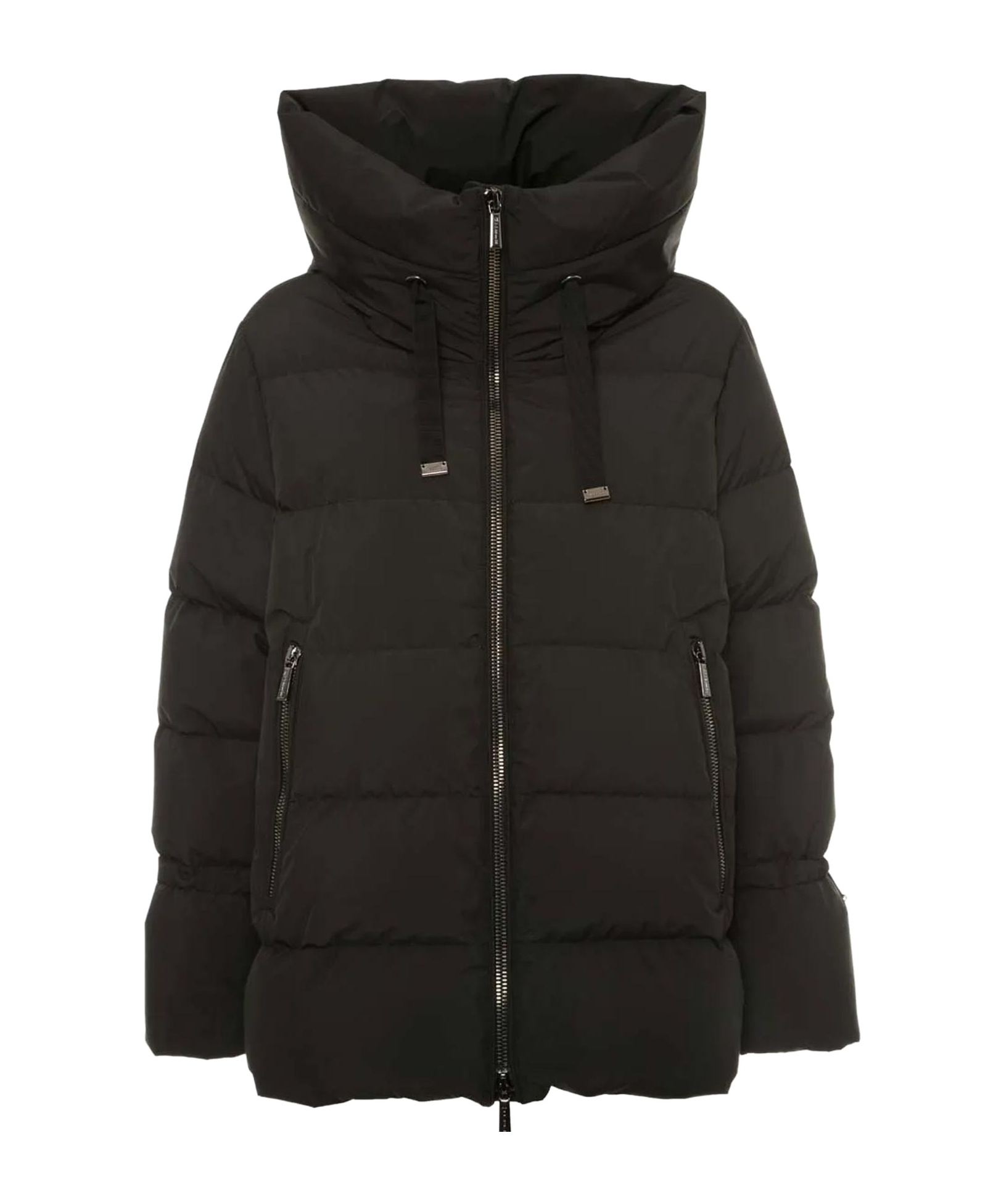 Moorer Quilted Coat Hood Drawstring Hem In Black
