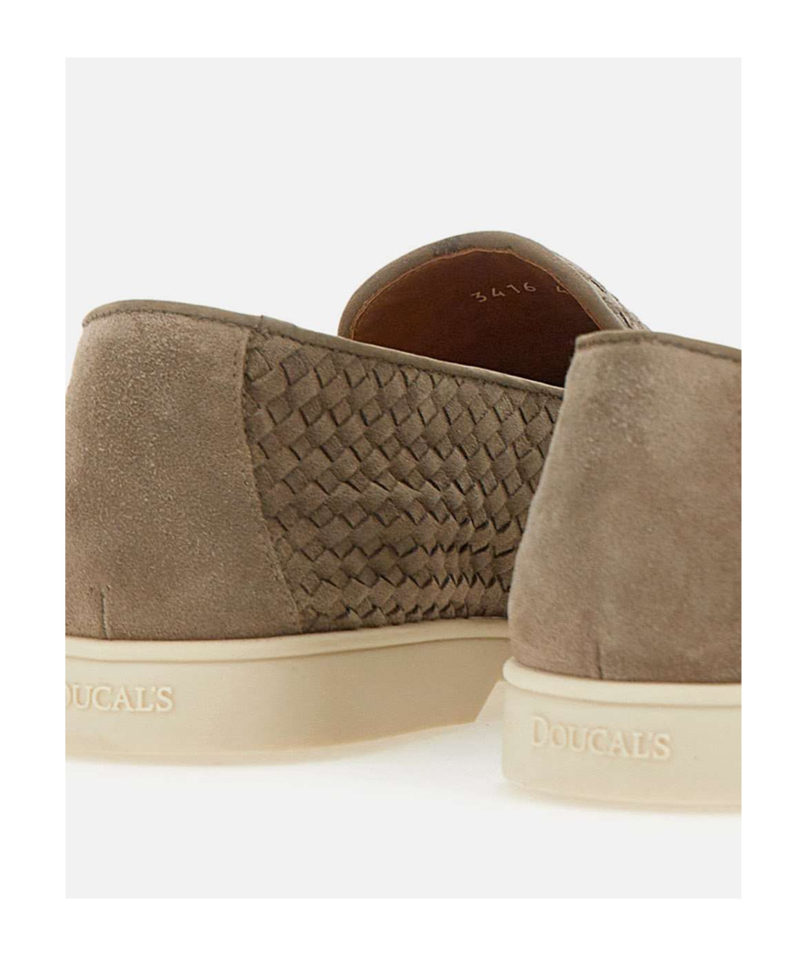 Doucal's Woven Texture Grey Loafers With Rubber Sole In Brown