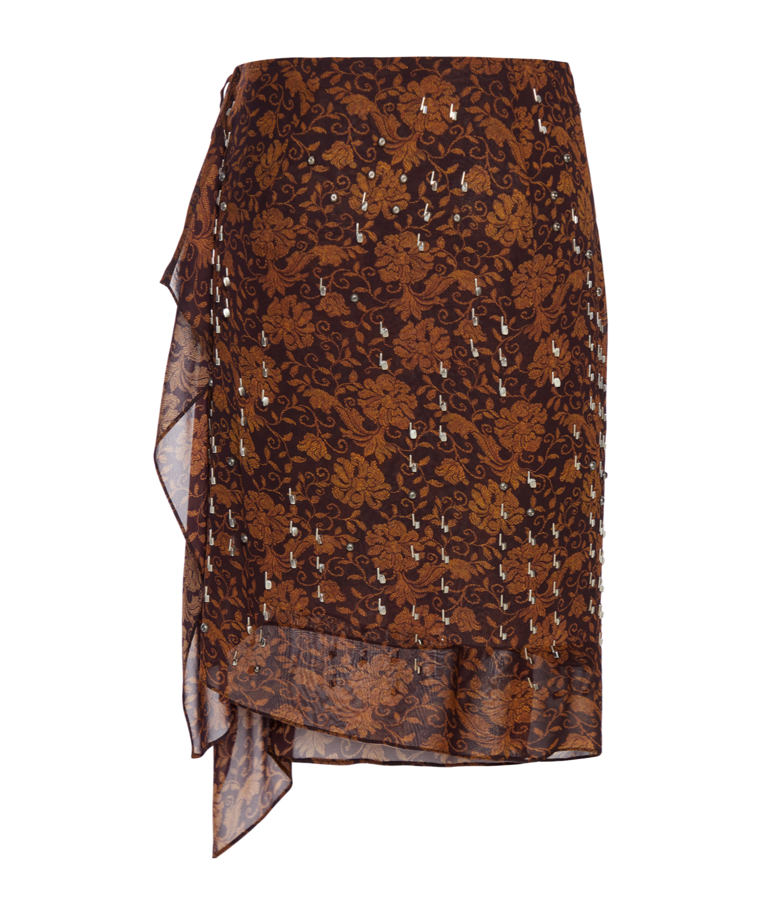 Shop Dries Van Noten Floral Print Skirt In Brown