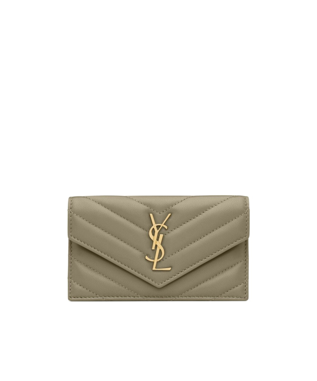 Saint Laurent Cassandre Fragments Flap Card Case In Lambskin