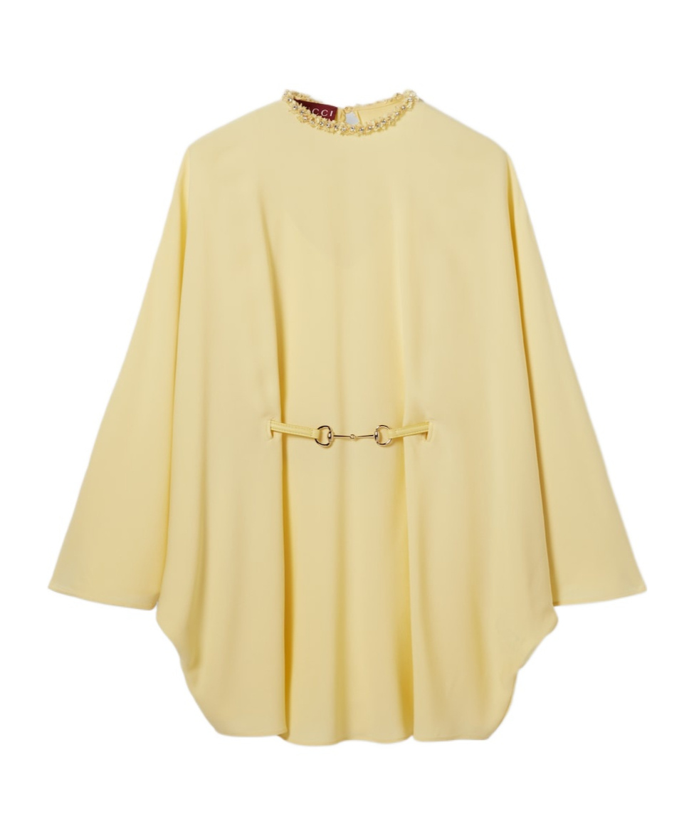 Gucci Silk Cady Dress With Horsebit Belt In Neutral