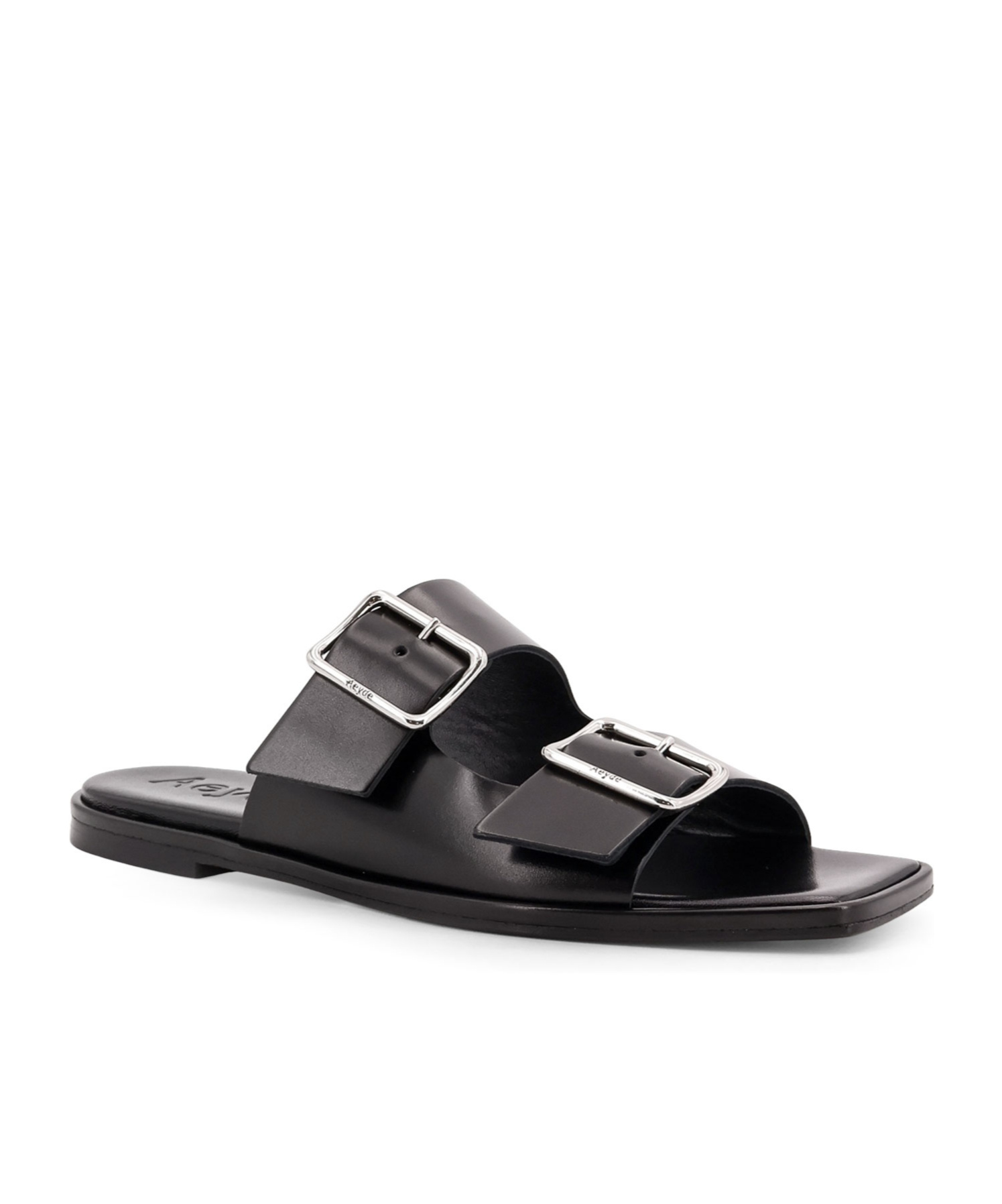 Aeyde Tonya Leather Double Strap Sandals In Black