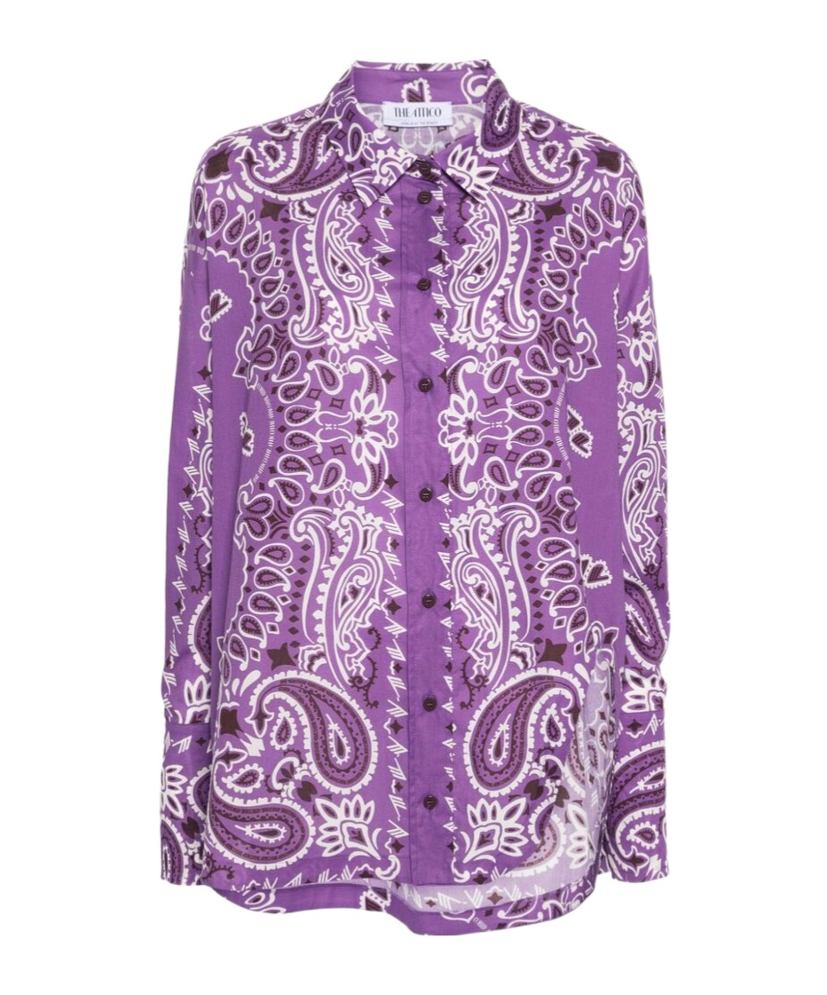 ATTICO THE ATTICO BANDANA PRINTED ASYMMETRIC HEM SHIRT