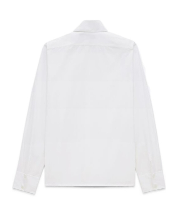 Saint Laurent White Pointed Collar Long Sleeve Shirt In Cotton Man In White