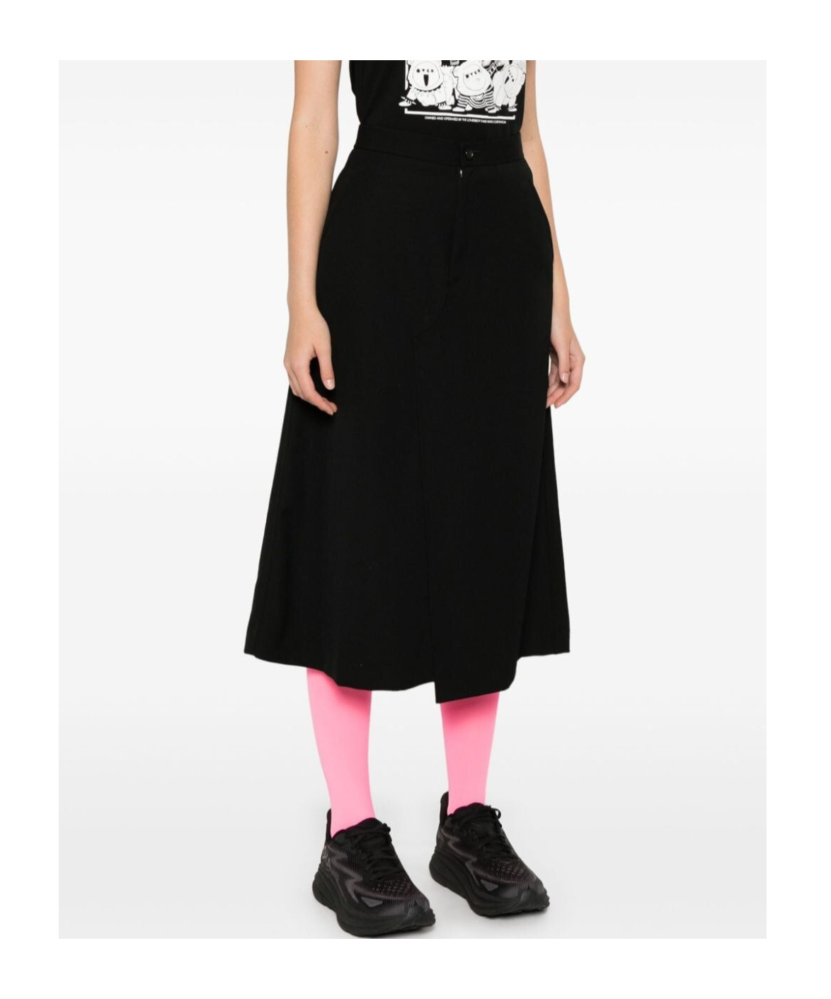 Shop Comme Des Garçons Wool Midi Skirt In Black