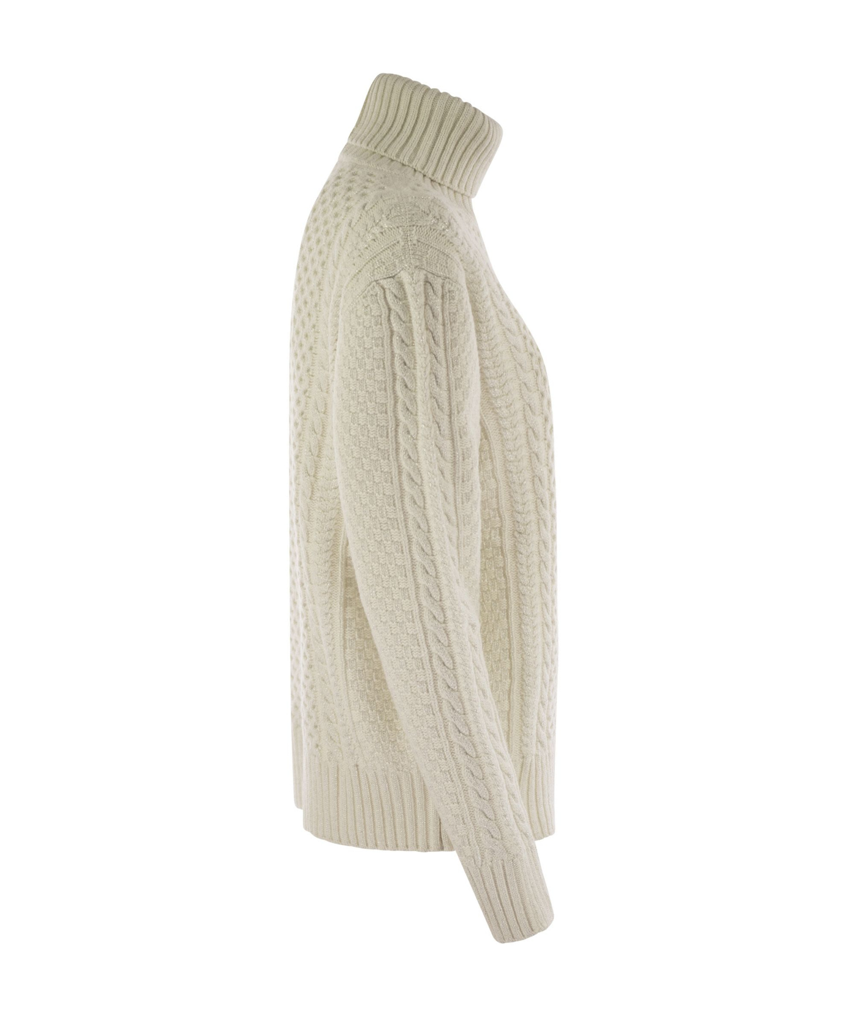 Fabiana Filippi Women's Turtleneck Jumper With Special Workmanship Sweater In Nude