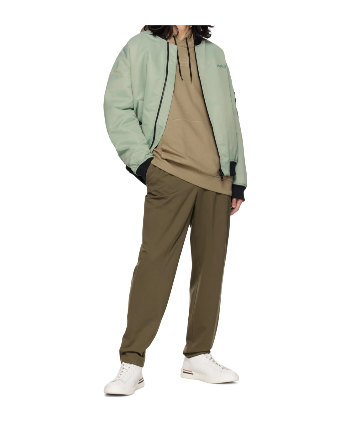 Hugo Boss Stretch Fabric Pleated Casual Pants In Brown