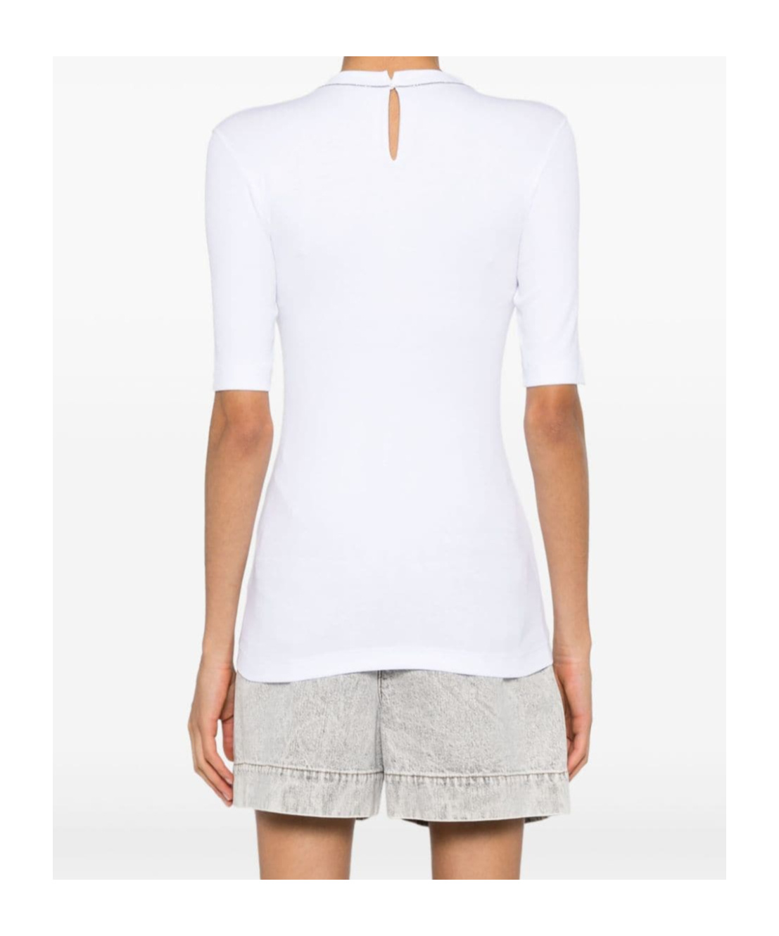 Brunello Cucinelli Woman T-shirt White Size Xl Cotton, Elastane, Brass In White