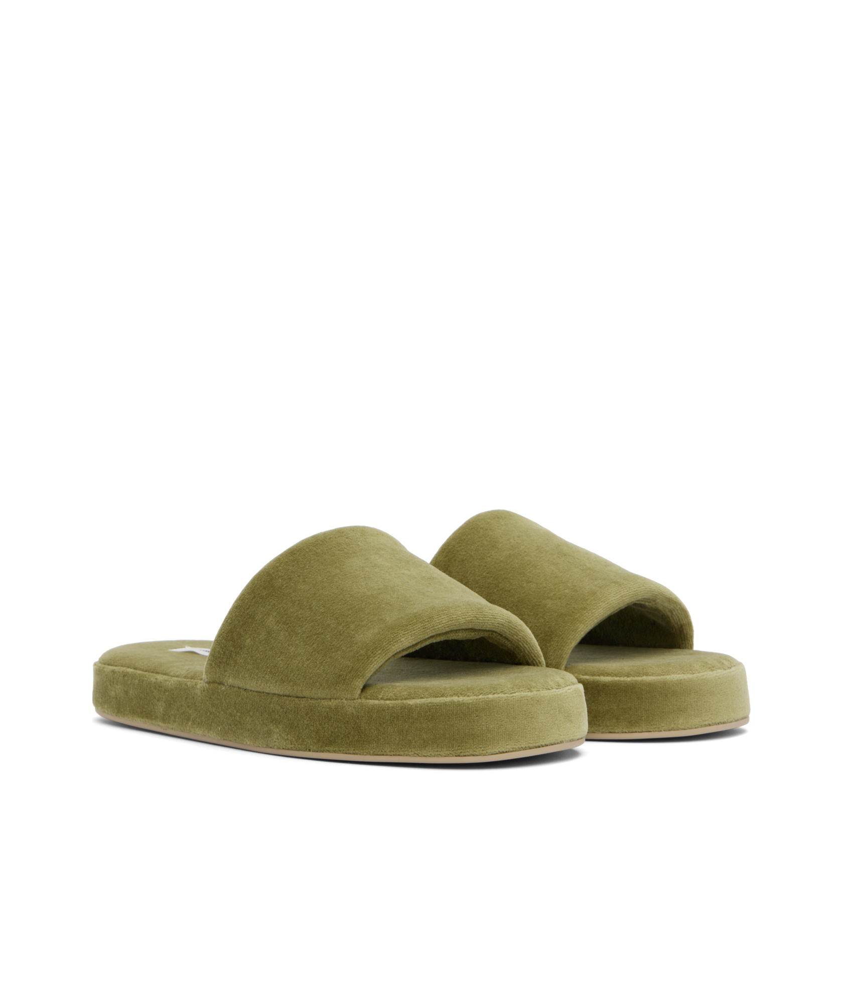 The Row Khaki Pillow Slippers In Green