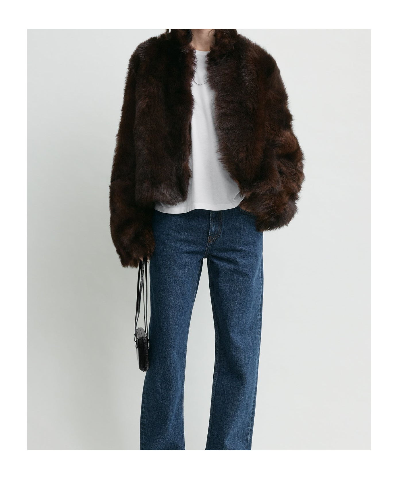Totême Silky Shearling Jacket In Brown