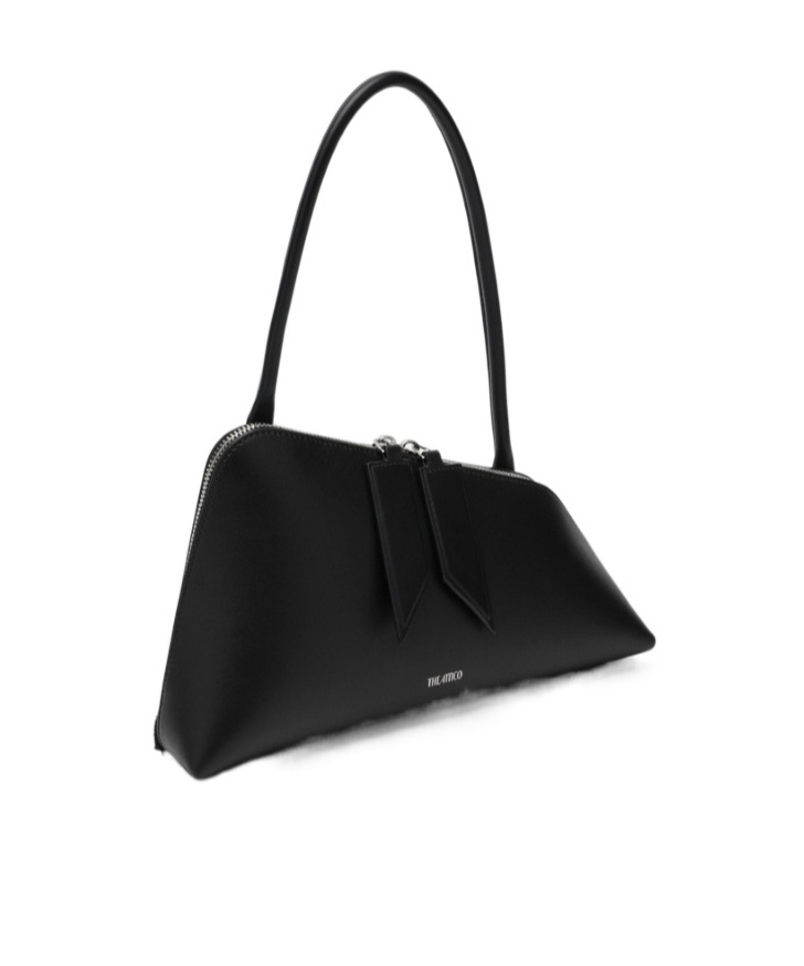 Attico Double Zipper Shoulder Bag In Black
