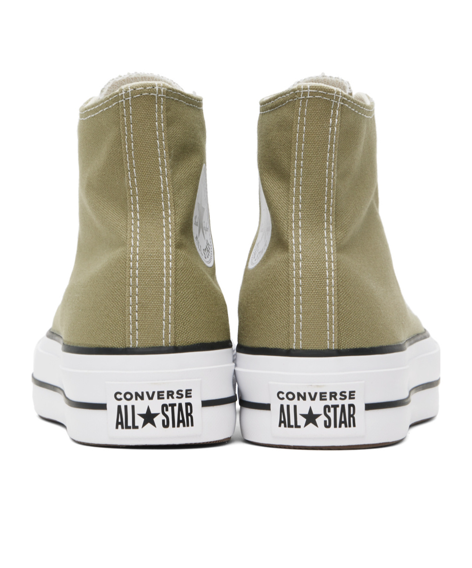 Converse Khaki Chuck Taylor All Star Lift Platform Sneakers In White