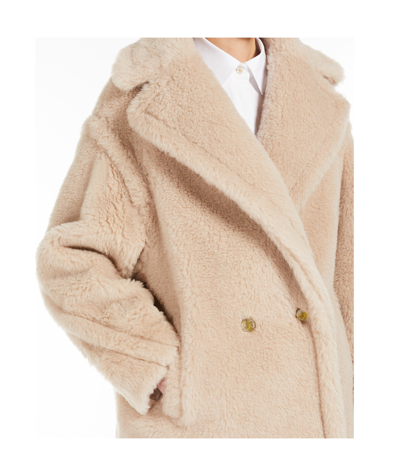 Max Mara Long-sleeved Short Coat In Nude