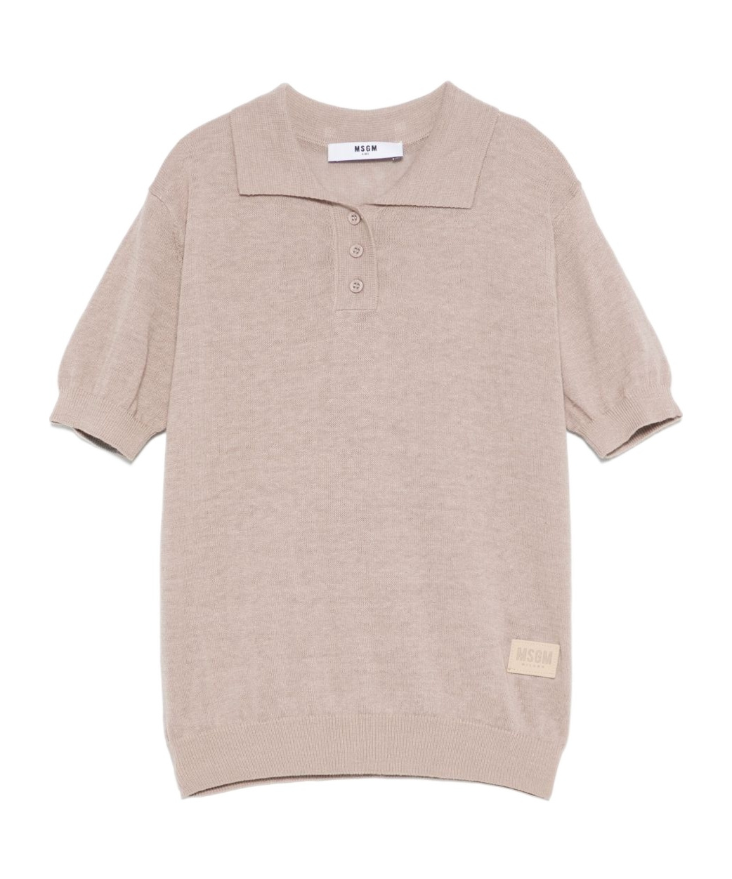 Msgm Short-sleeved Polo Shirt In Nude