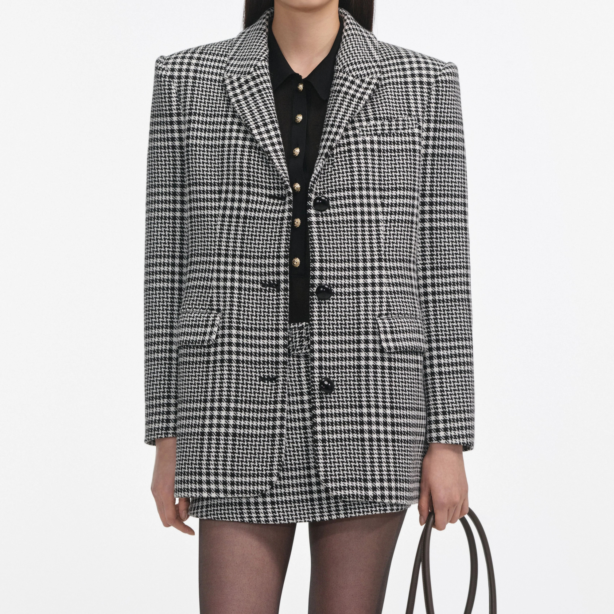Self-portrait Hundstooth Oversized Blazer