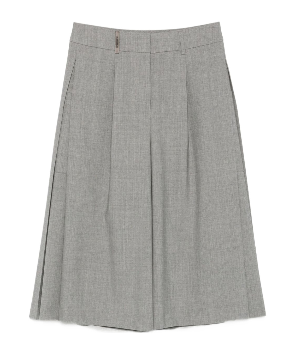 Peserico Pleated Wool-blend Knee-length Shorts In Gray