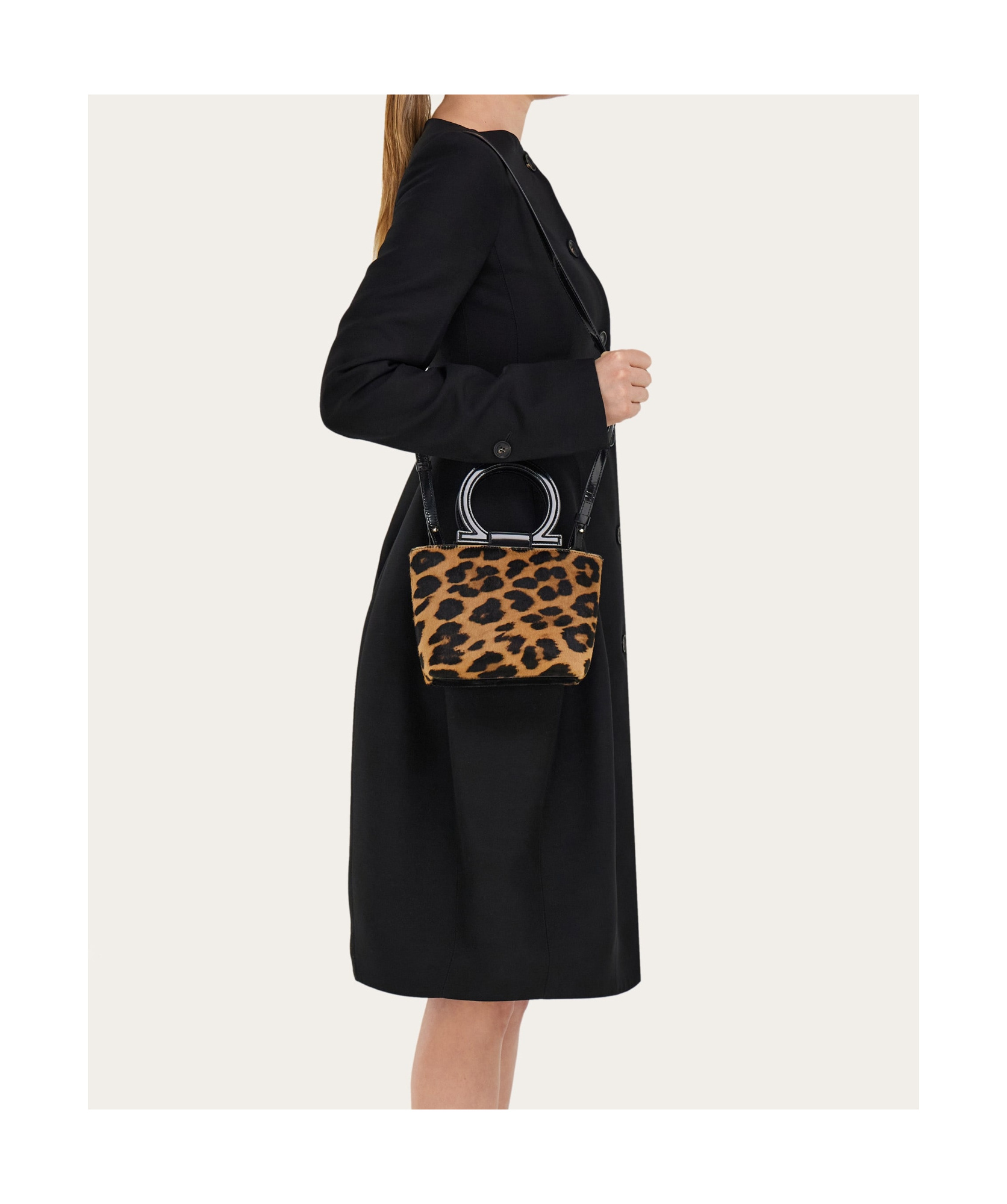 Ferragamo Macro Gancini Mini Bag In Black