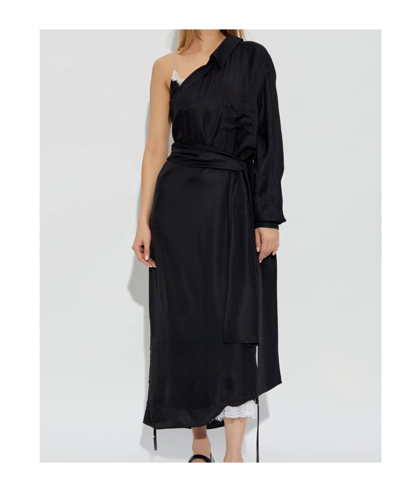 Moschino One-shoulder Asymmetric Maxi Dress In Black