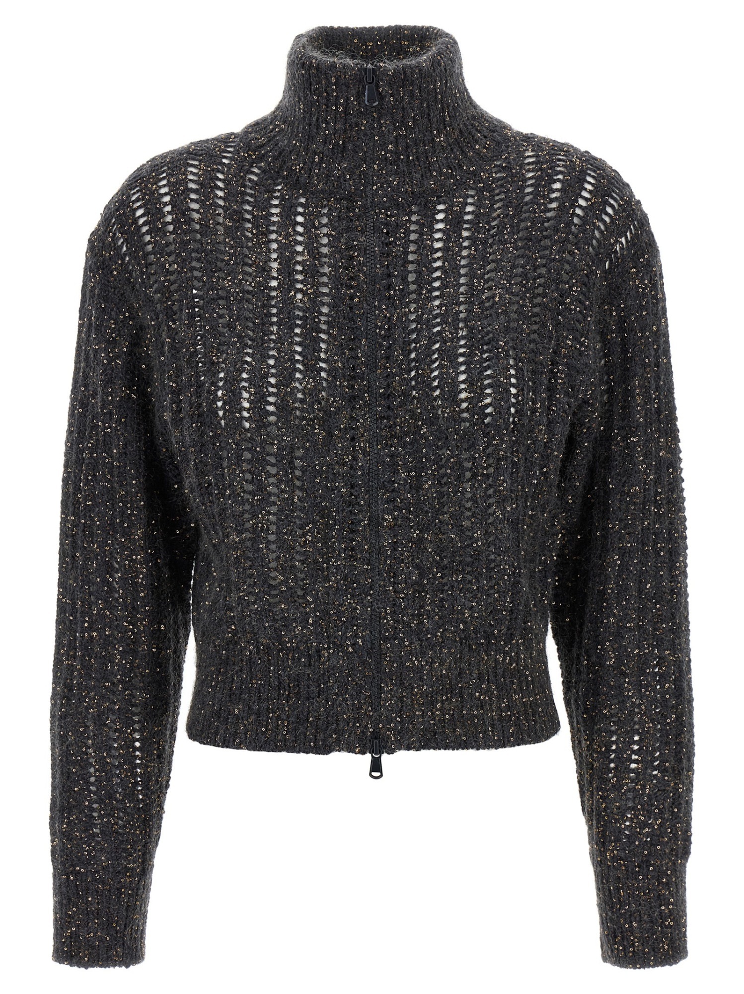 Brunello Cucinelli Rustic Dazzling Net Sweaters And Cardigans Gray
