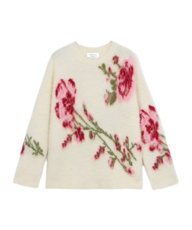 Blumarine Jacquar Crew Neck In White