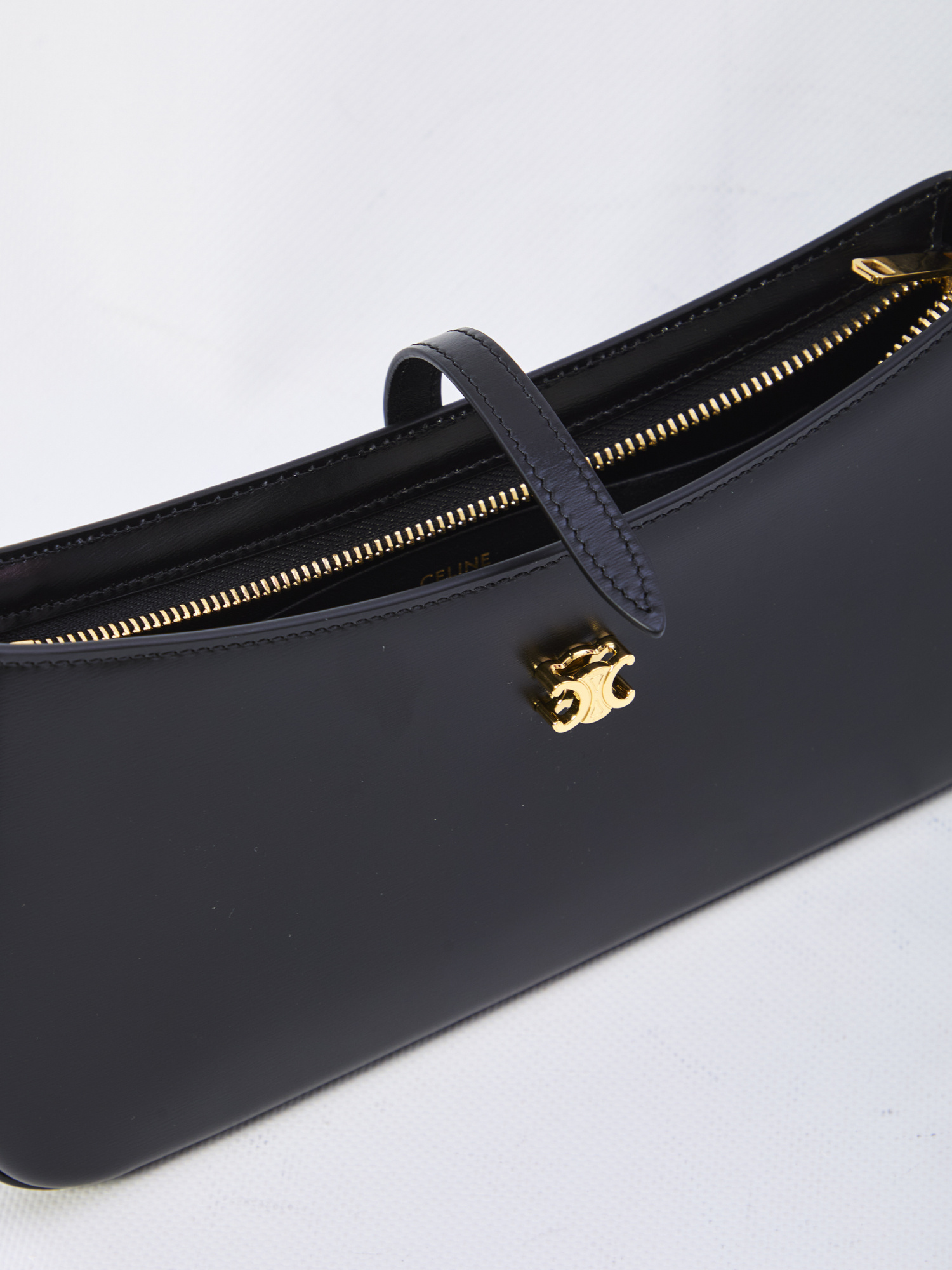 Celine Zipper Shoulder Bag In Black