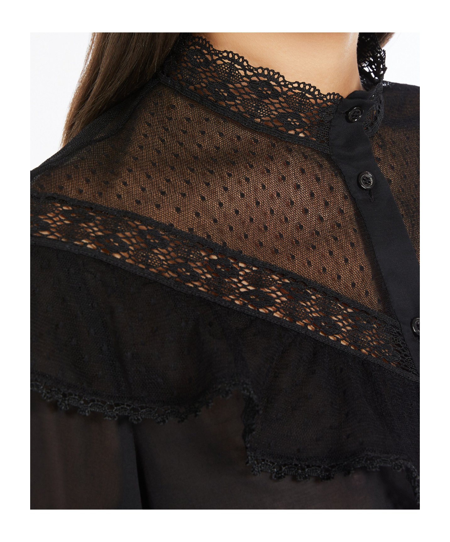 Weekend Max Mara Astice Lace-collar Shirt In Black