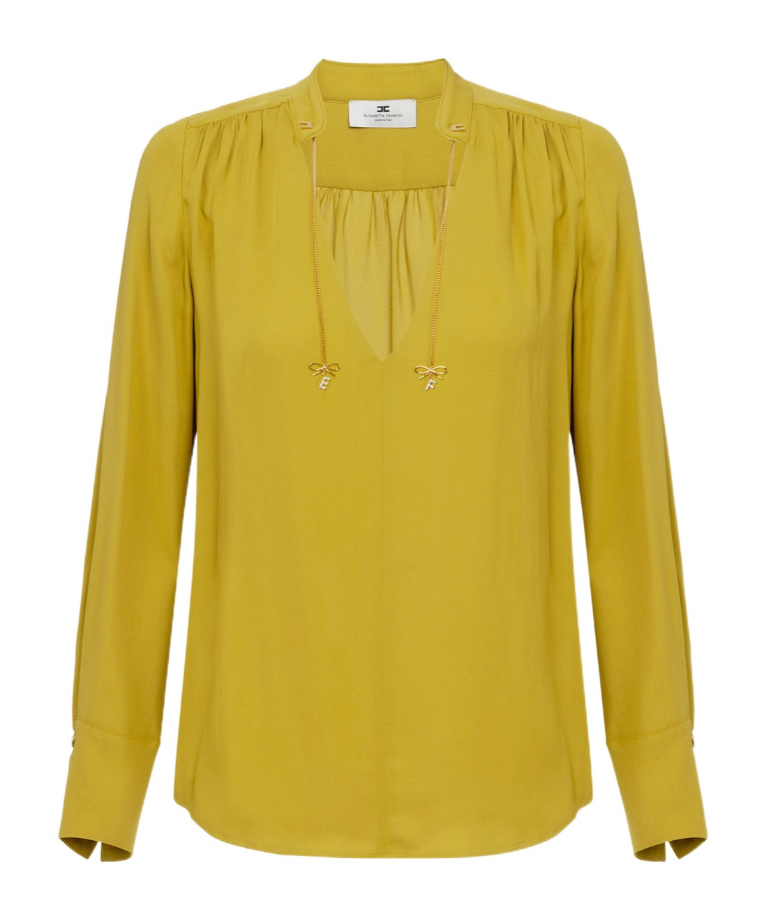 Elisabetta Franchi Logo-charm Georgette Blouse In Yellow
