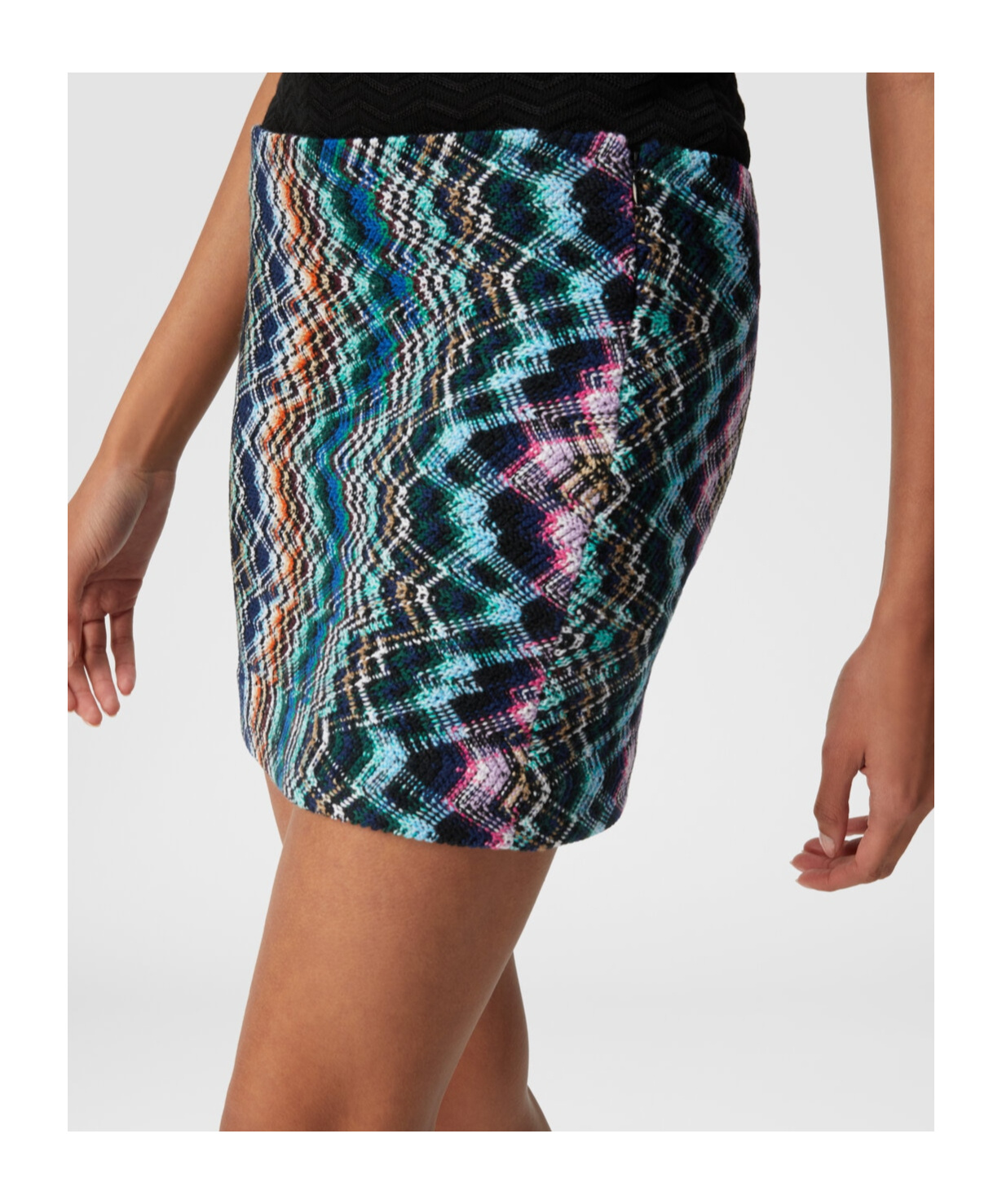 Missoni Zigzag Wool-cotton Mini Skirt In Blue