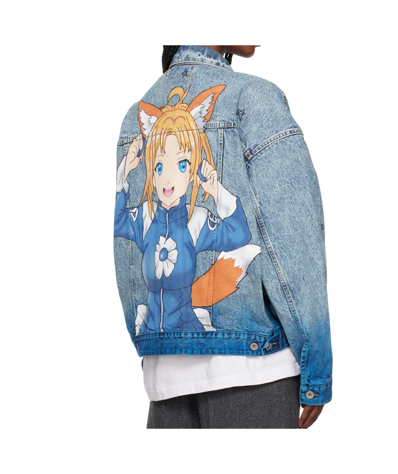 Doublet Anime Hand-printing Denim Jacket In Blue