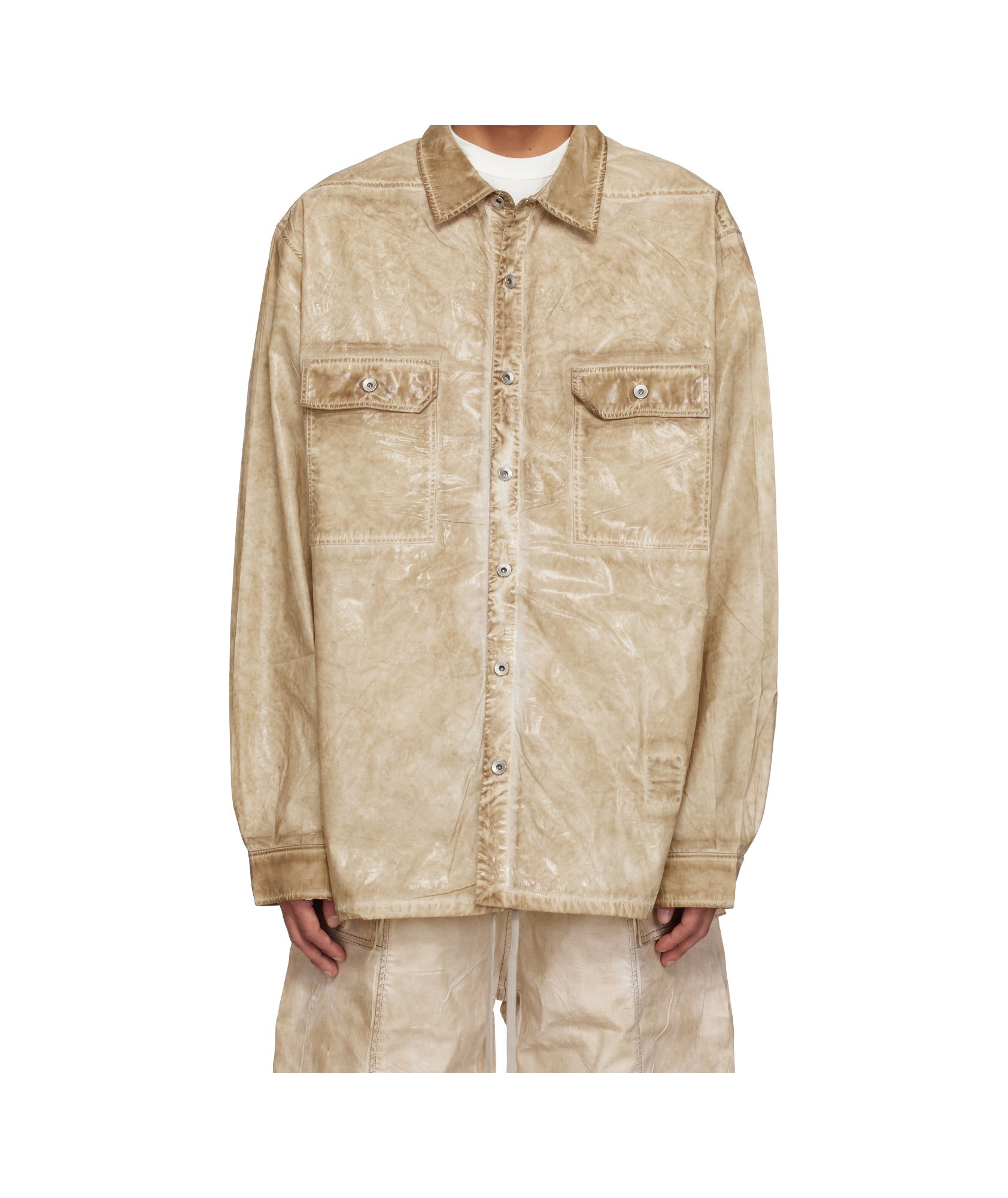 Rick Owens Drkshdw Beige Hollywood Jumbo Overshirt In Nude