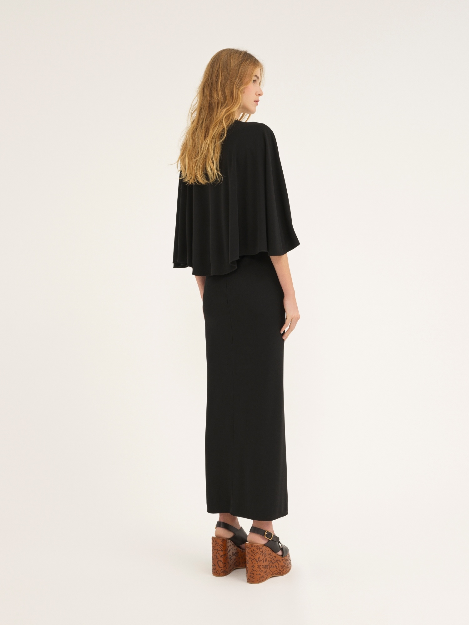 CHLOÉ CAPE-DESIGN CREPE DRESS