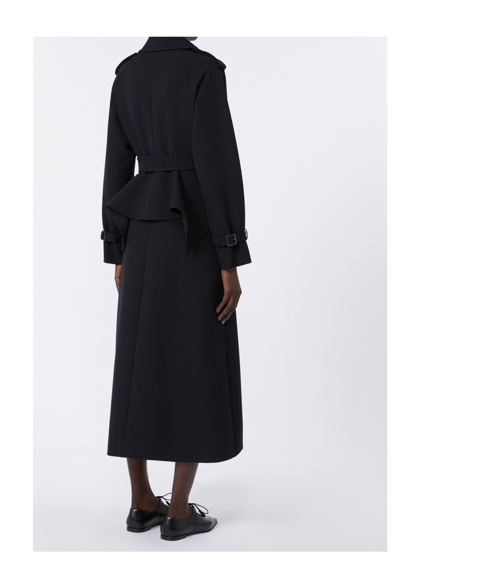Max Mara Flavio Double-breasted Long Trench Coat In Black