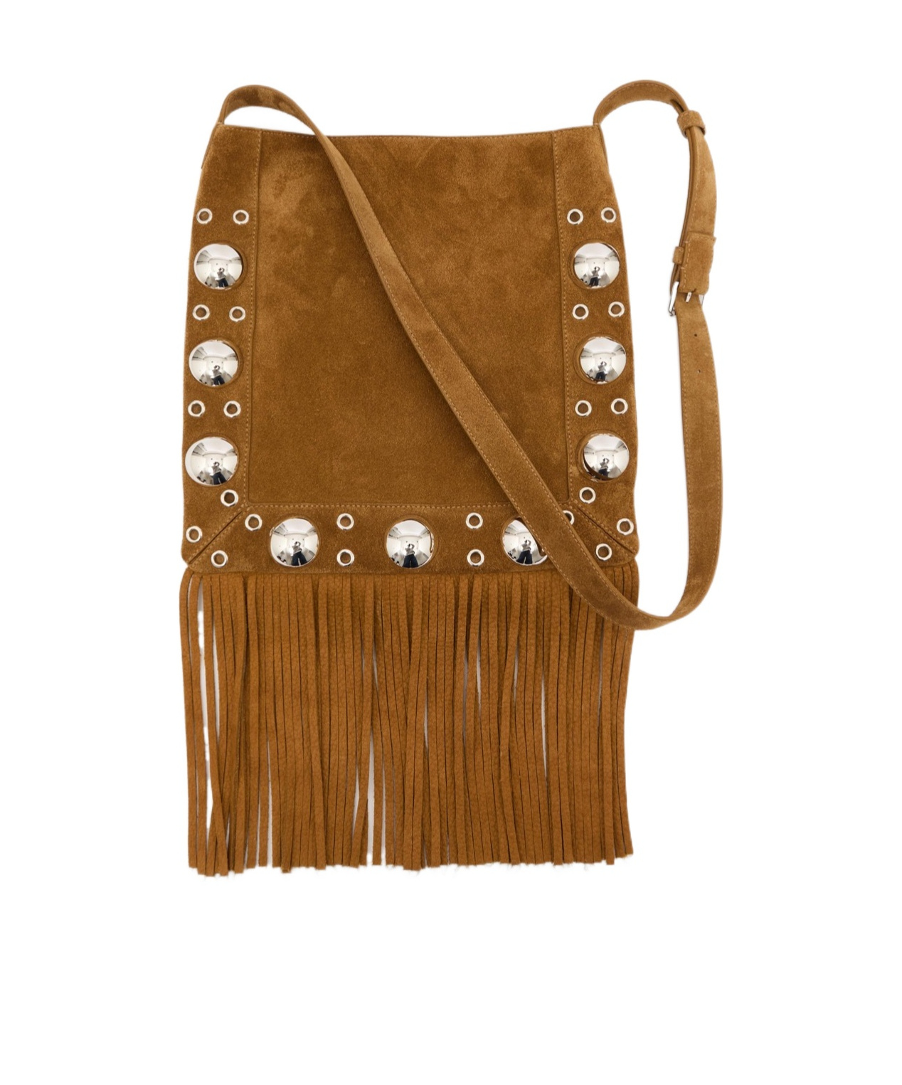 Valentino Nellcote Fringe Studded Suede Crossbody Bag In Brown